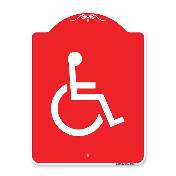 Amistad 18 x 24 in. Designer Series Sign - Large Handicapped Symbol, Red & White AM2062785